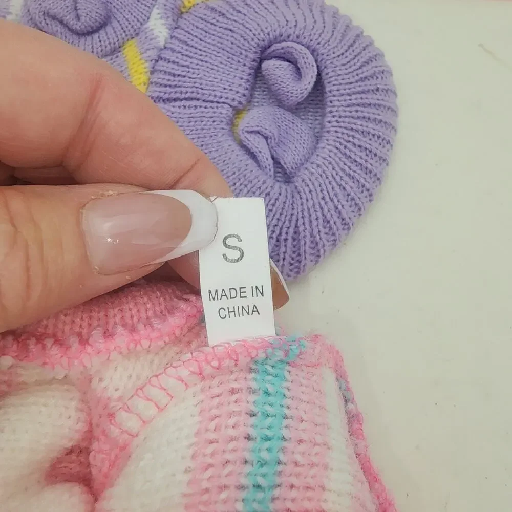 Dog Sweaters XS pink and purple with leg straps warm knit